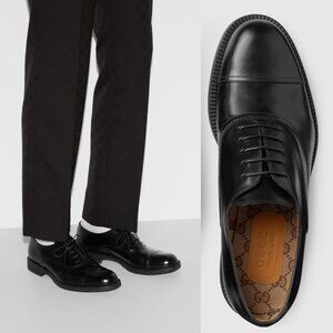 Gucci | Shoes | New Gucci Black Perforated Cap Toe Shoes 8 9  display picture 3